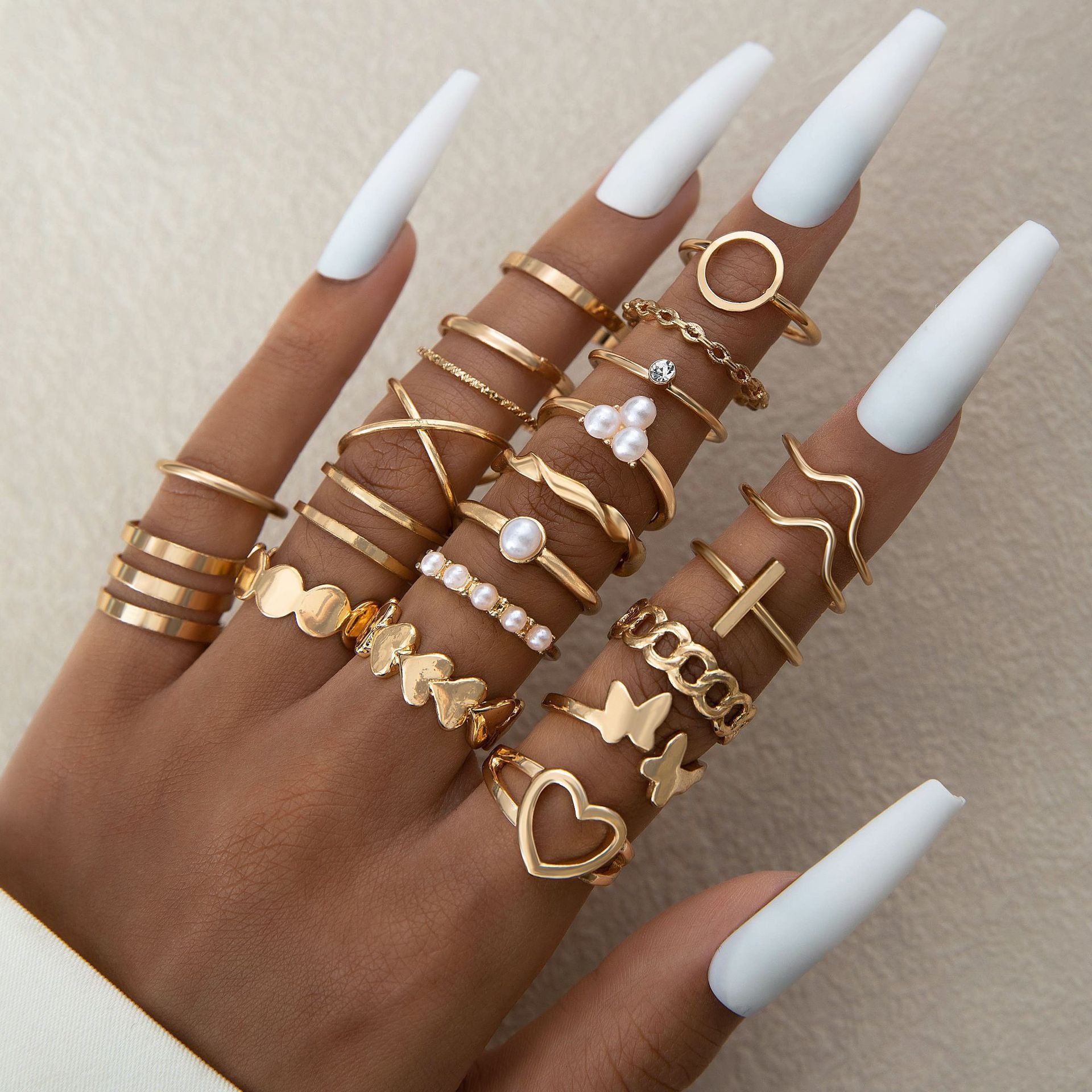Wholesale Vintage Cross Spiral Gold Open Ring Set